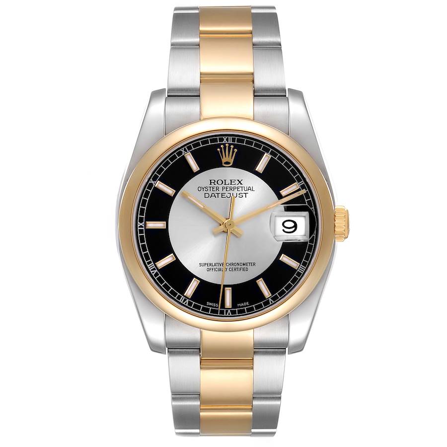 Rolex Datejust Steel Yellow Gold Tuxedo Dial Mens Watch 116203