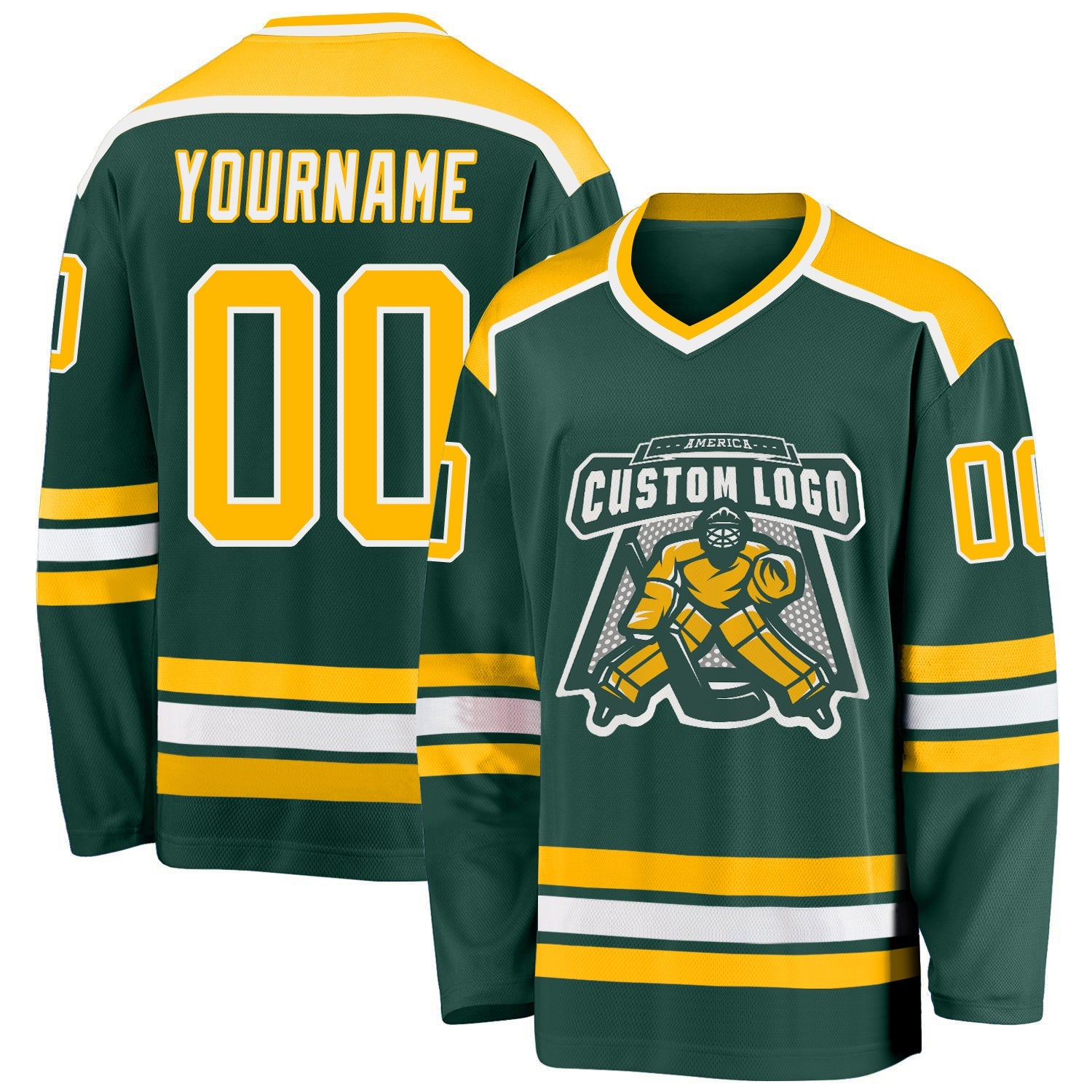 Custom Green Gold-White So Cool Hockey Jersey