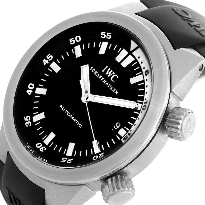 IWC Aquatimer Black Dial Rubber Strap Mens Watch IW354807