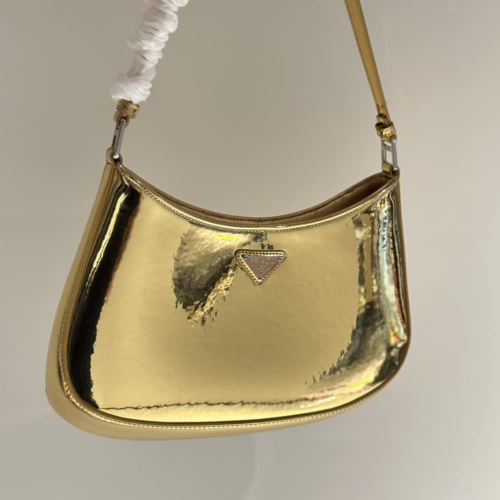Prada Cleo Patent Leather Bag Gold 27cm