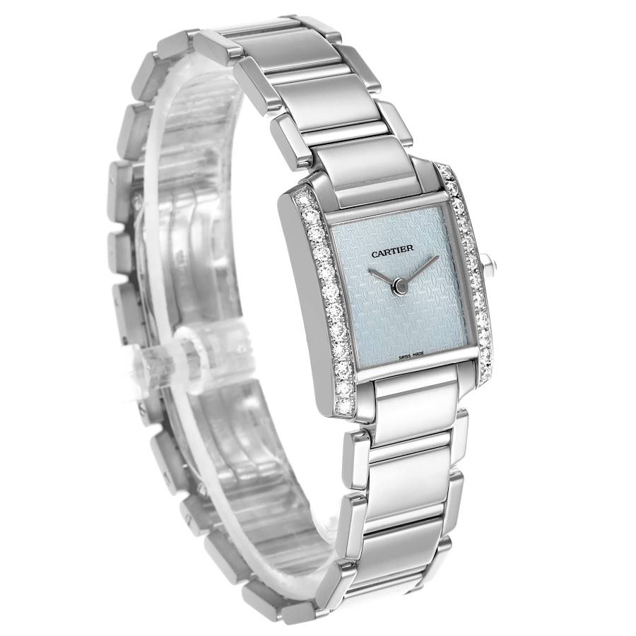 Cartier Tank Francaise White Gold Blue Dial Diamond Ladies Watch 2403