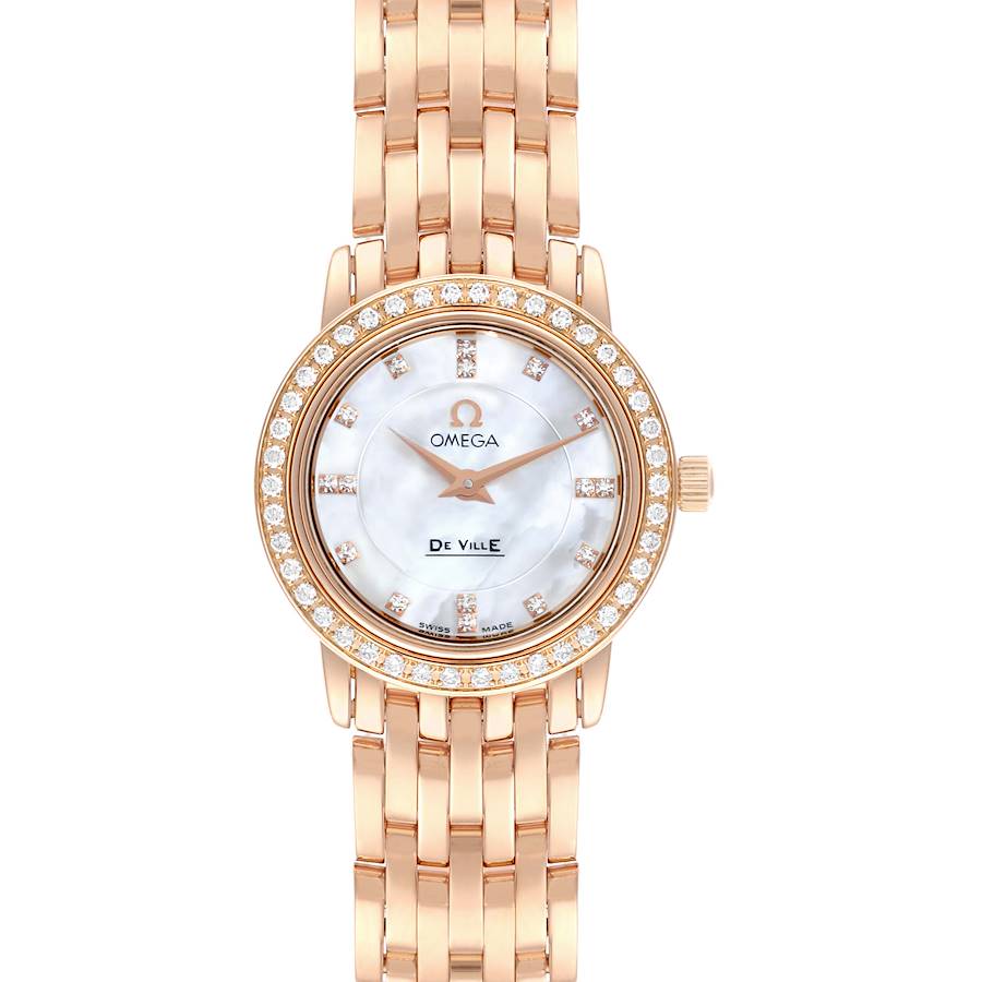 Omega DeVille Prestige Mother of Pearl Diamond Rose Gold Ladies Watch 4375.71.00