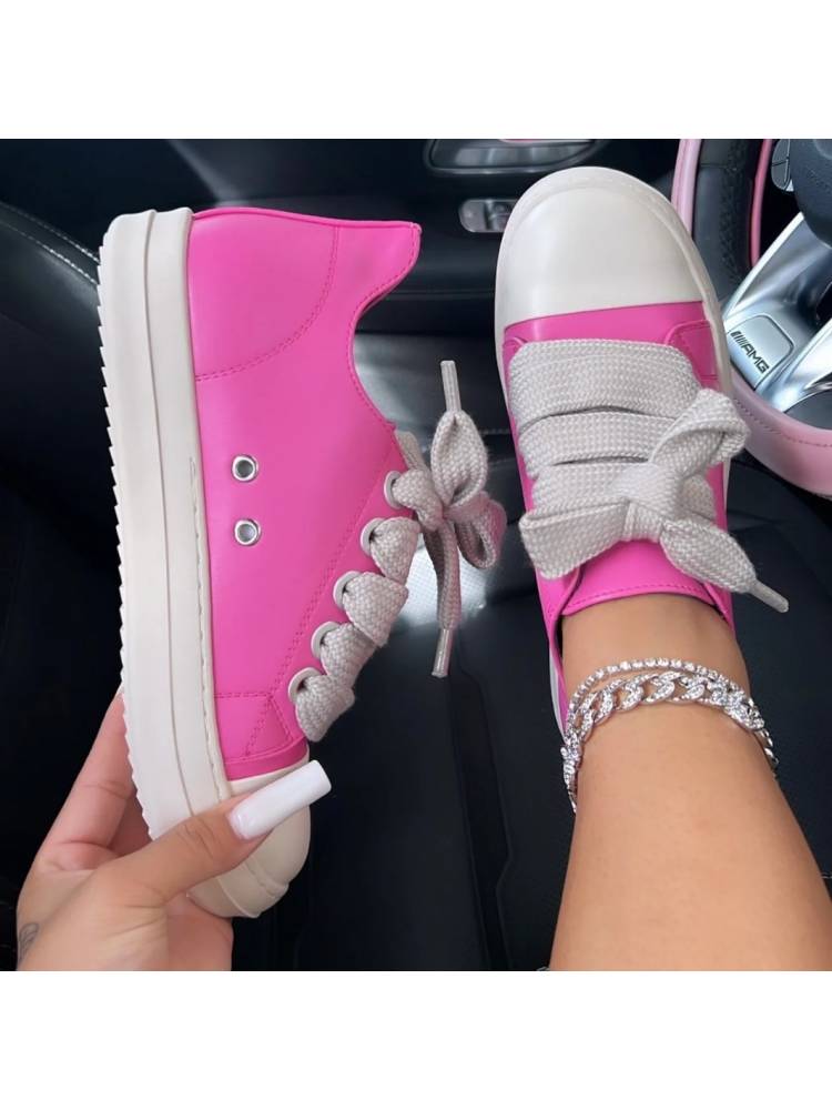 Colorblock Tie-wrap Round Toe Sneaker