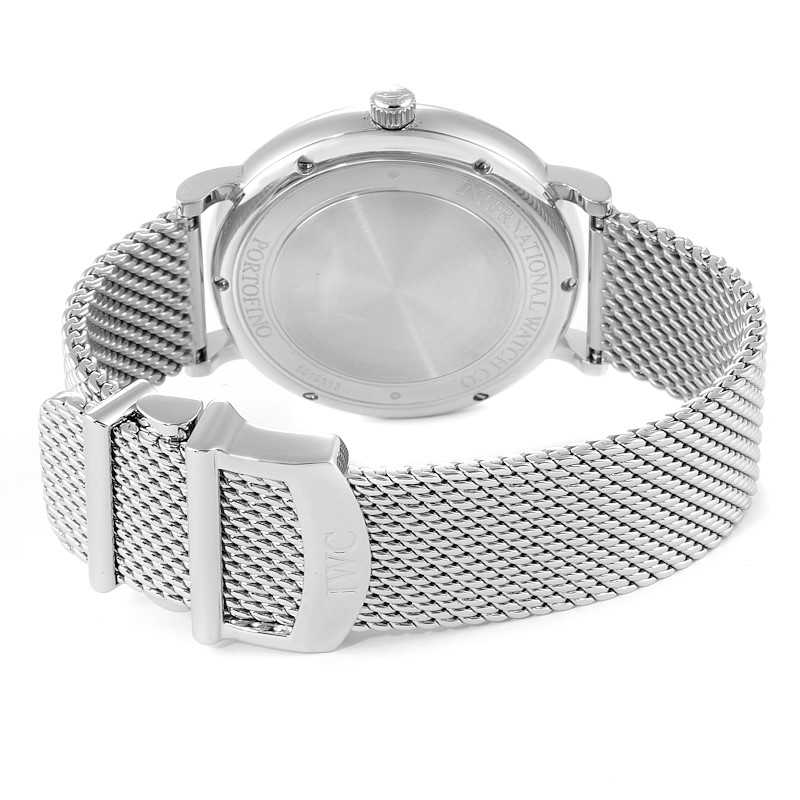 IWC Portofino Black Dial Mesh Bracelet Steel Mens Watch IW356506