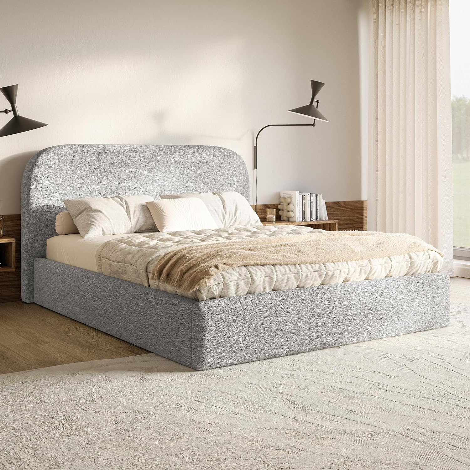 Upholstered Velvet Bed Frame with Storage