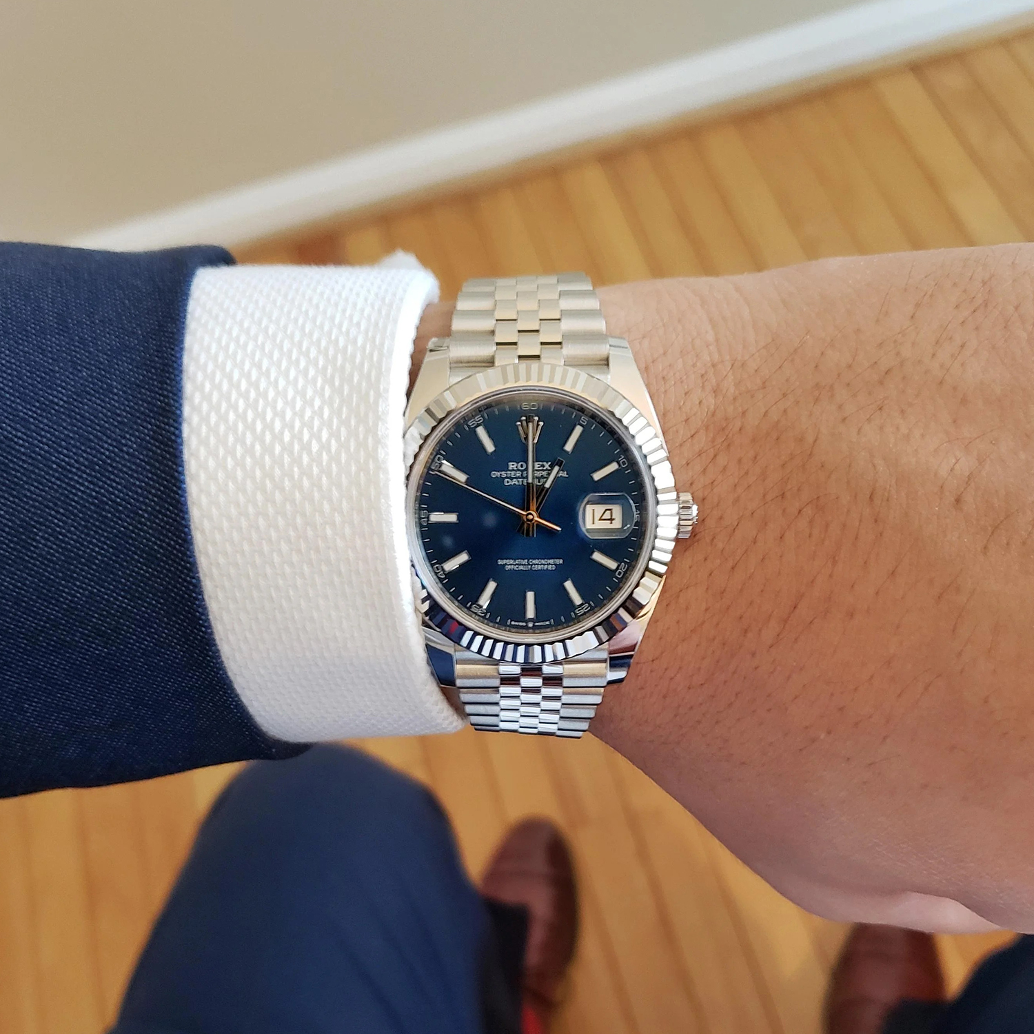 Rolex Datejust 41mm Oystersteel and white gold Bright Blue Dial 126334-0002
