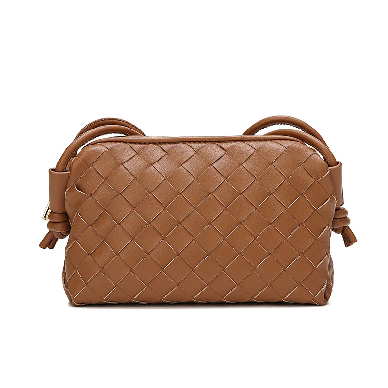 new autumn and winter woven genuine leather bag women's crossbody bag small square bag versatile texture soft leather shoulder bag