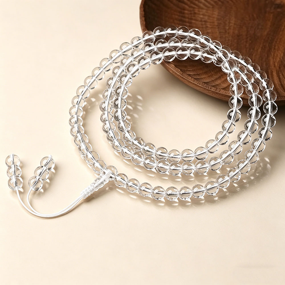 GemVibra Talismanic 108 Clear Quartz Mala Bracelet
