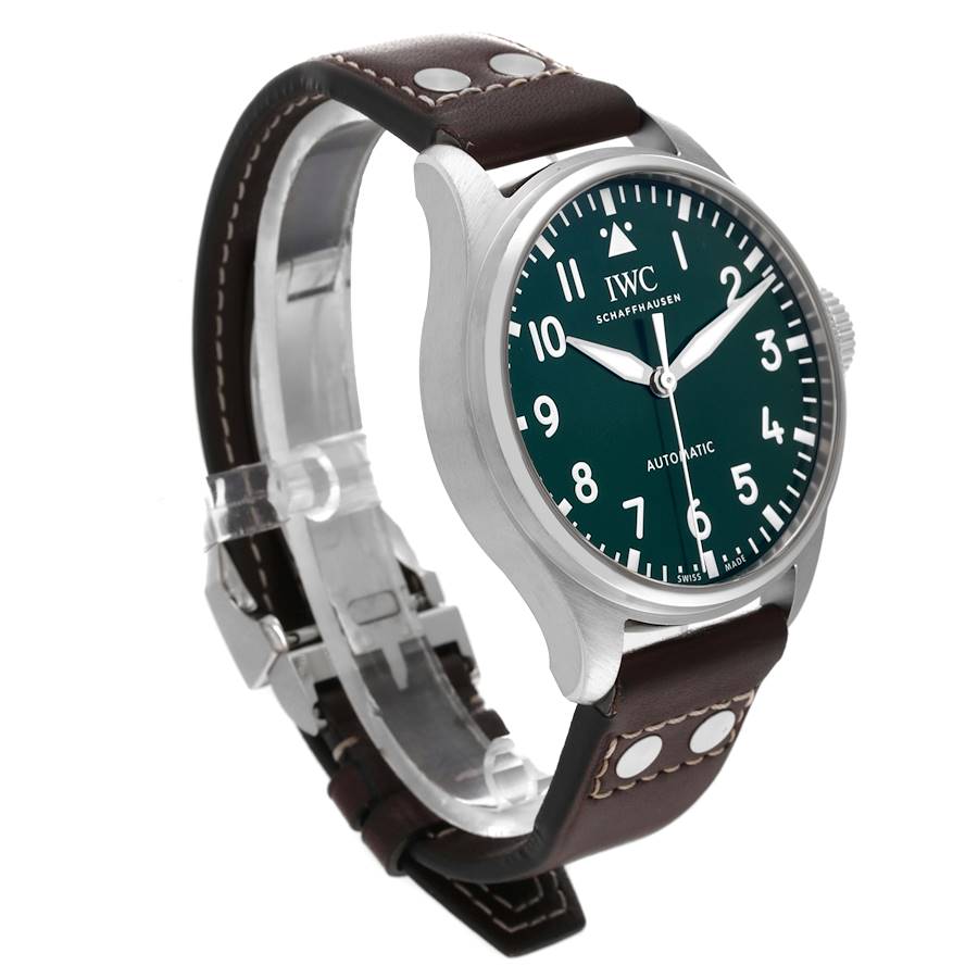 IWC Big Pilots 43mm Steel Green Dial Brown Strap Mens Watch IW329306