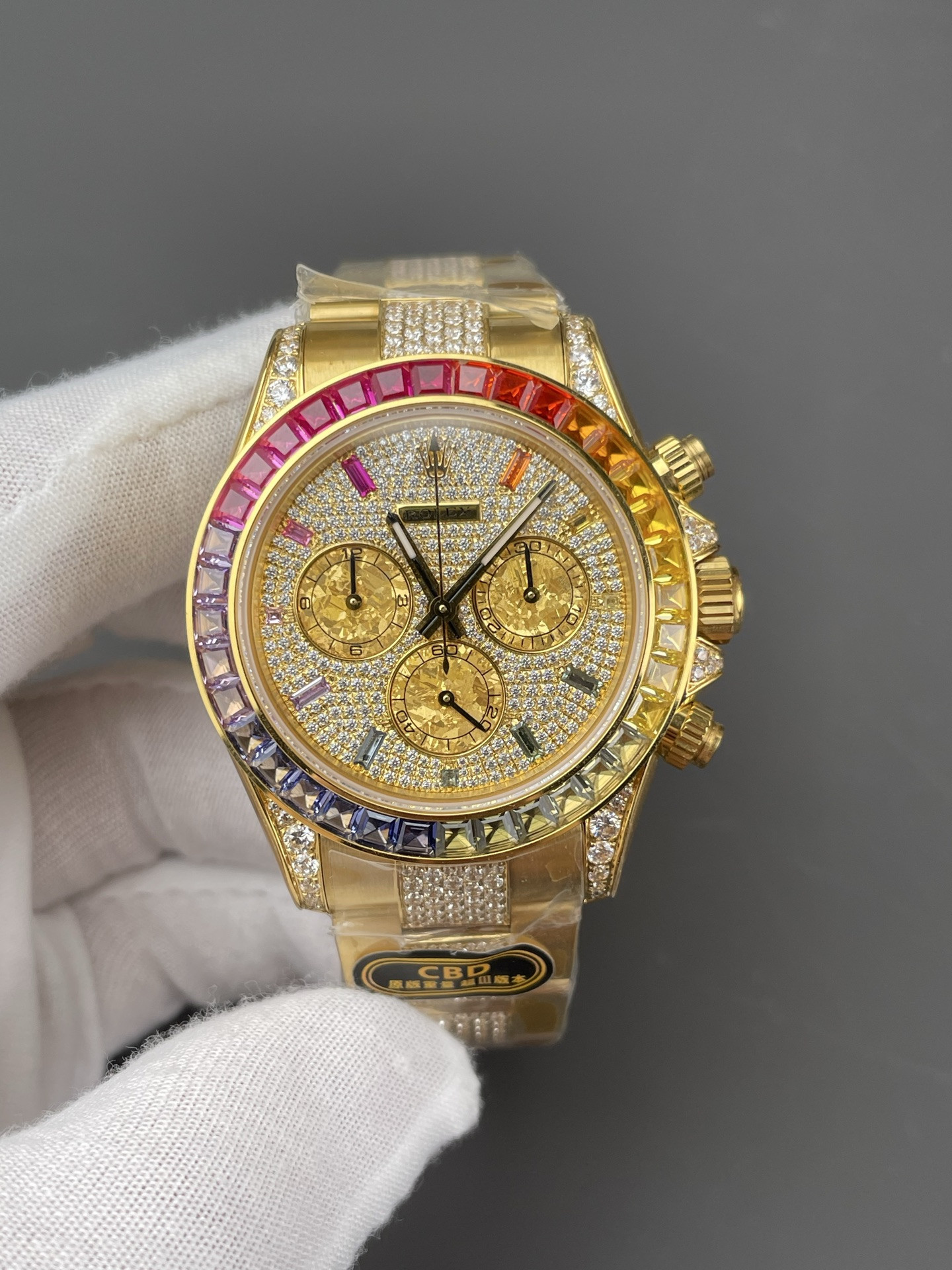 Rainbow Daytona Platinum Full Stone Bezel
