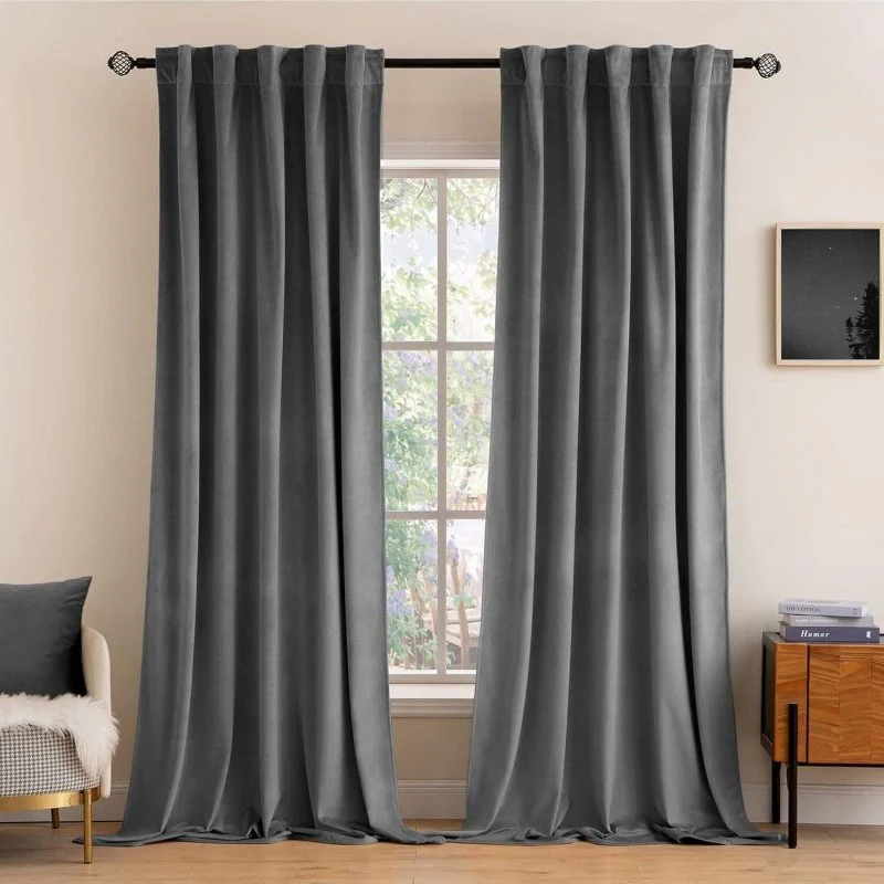 Custom Velvet Luxury Blackout Curtains  (2 Panels) - Back Tab & Rod Pocket