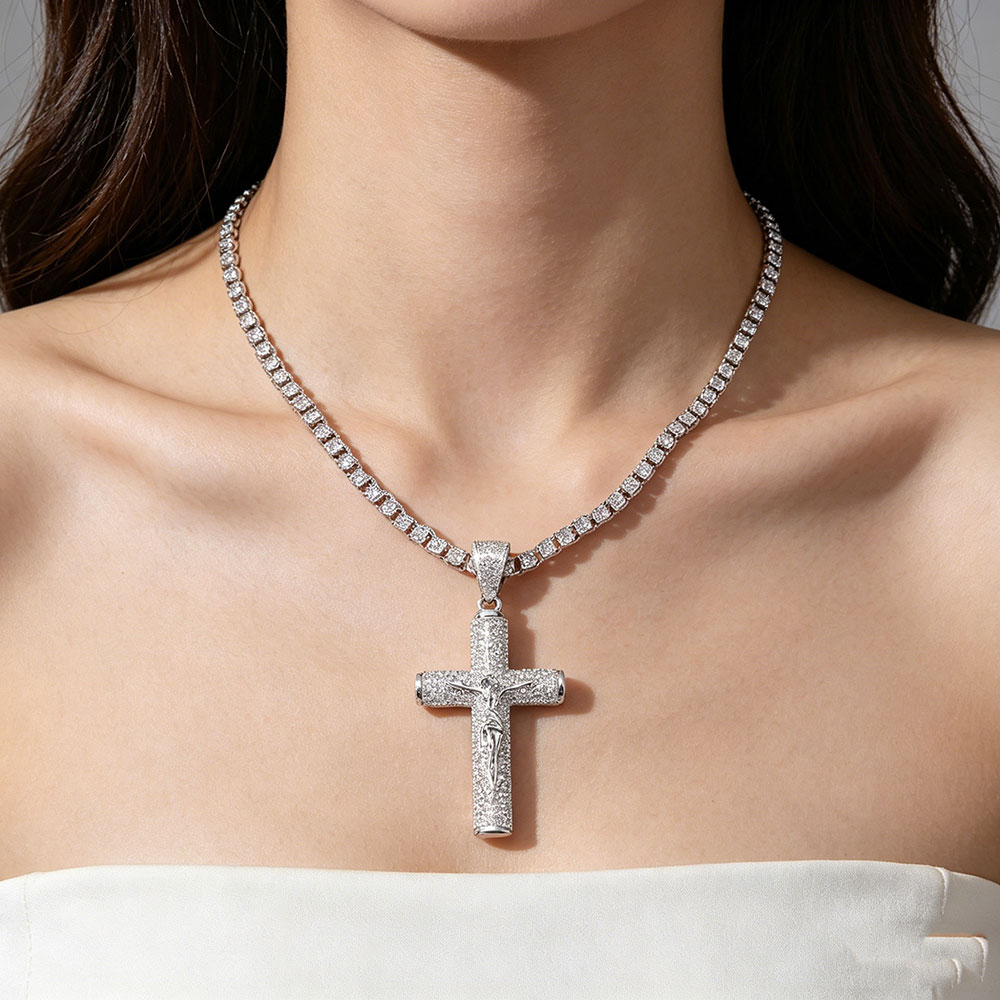 Iced Cross Pendant Tennis Chain - Spiritual Protection & Abundance Amplifier