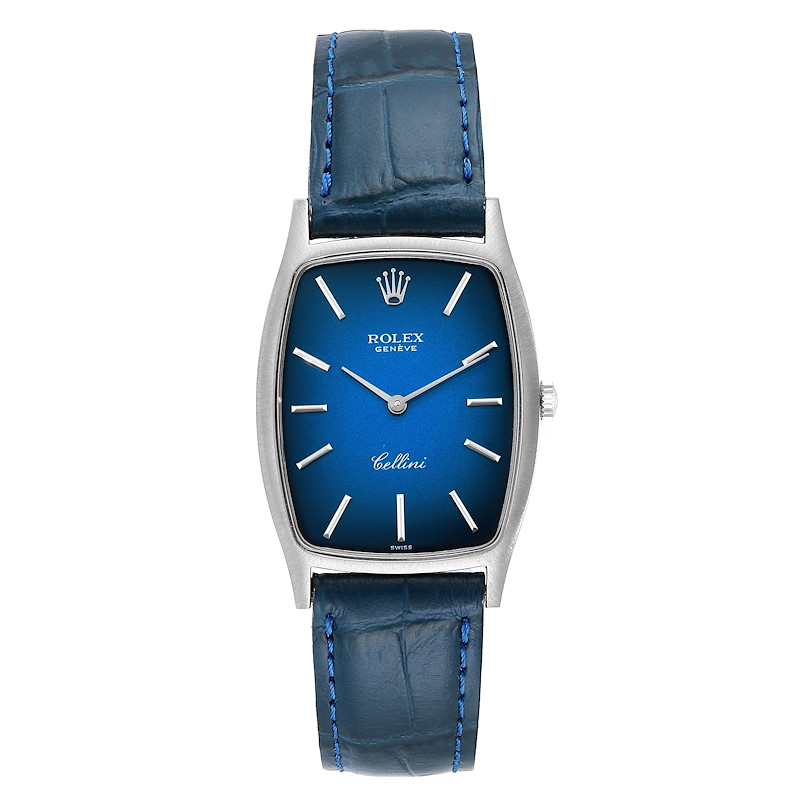 Rolex Cellini White Gold Blue Vignette Dial Vintage Ladies Watch 3807