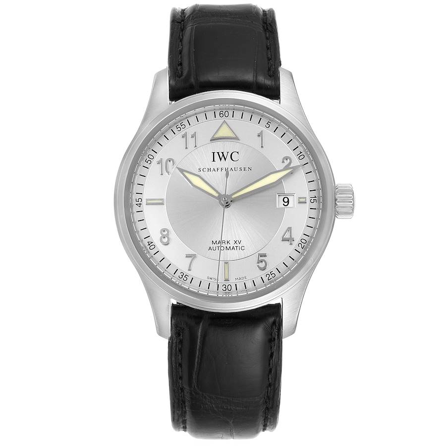 IWC Mark XV Spitfire Silver Dial Black Strap Steel Mens Watch IW325313