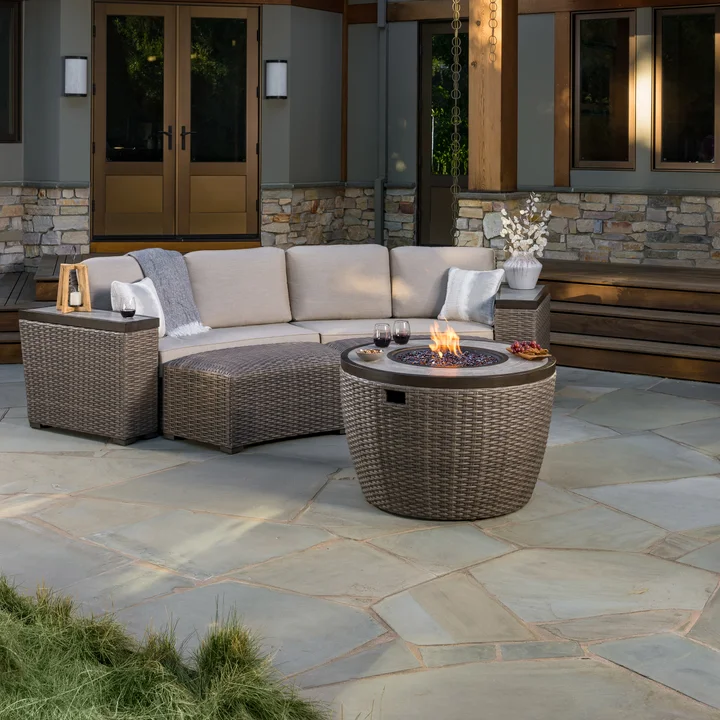 7-piece Fire Modular Outdoor Patio Sectional Set