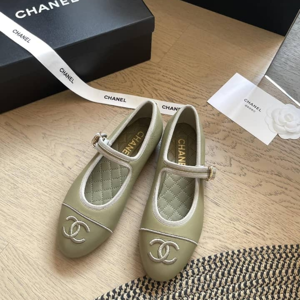 Chanel Mary Jane Ballet Flat Dark Green