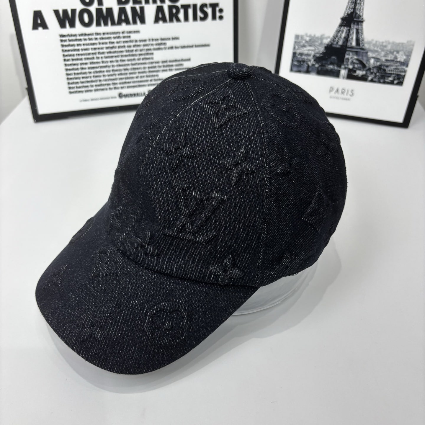Louis Vuitton Monogram Denim Baseball Cap In Washed Black