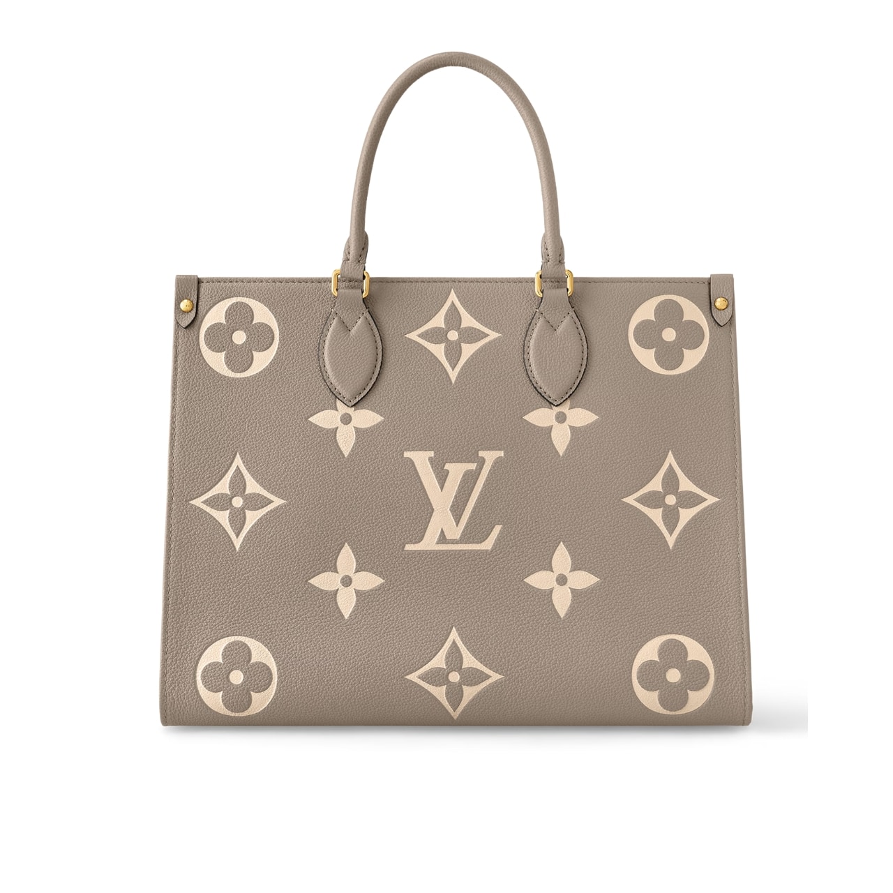 Louis Vuitton Onthego MM Monogram Empreinte Leather Tote Bag Dove Cream 35cm M45494