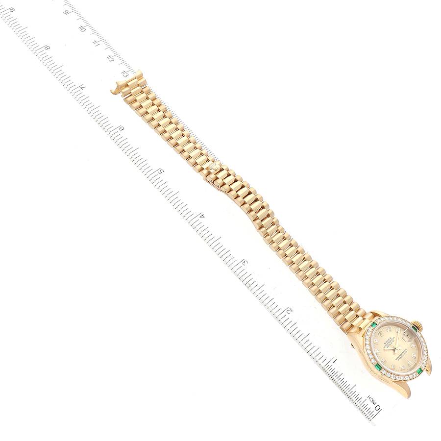 Rolex President Datejust Yellow Gold Diamond Emerald Watch 69078