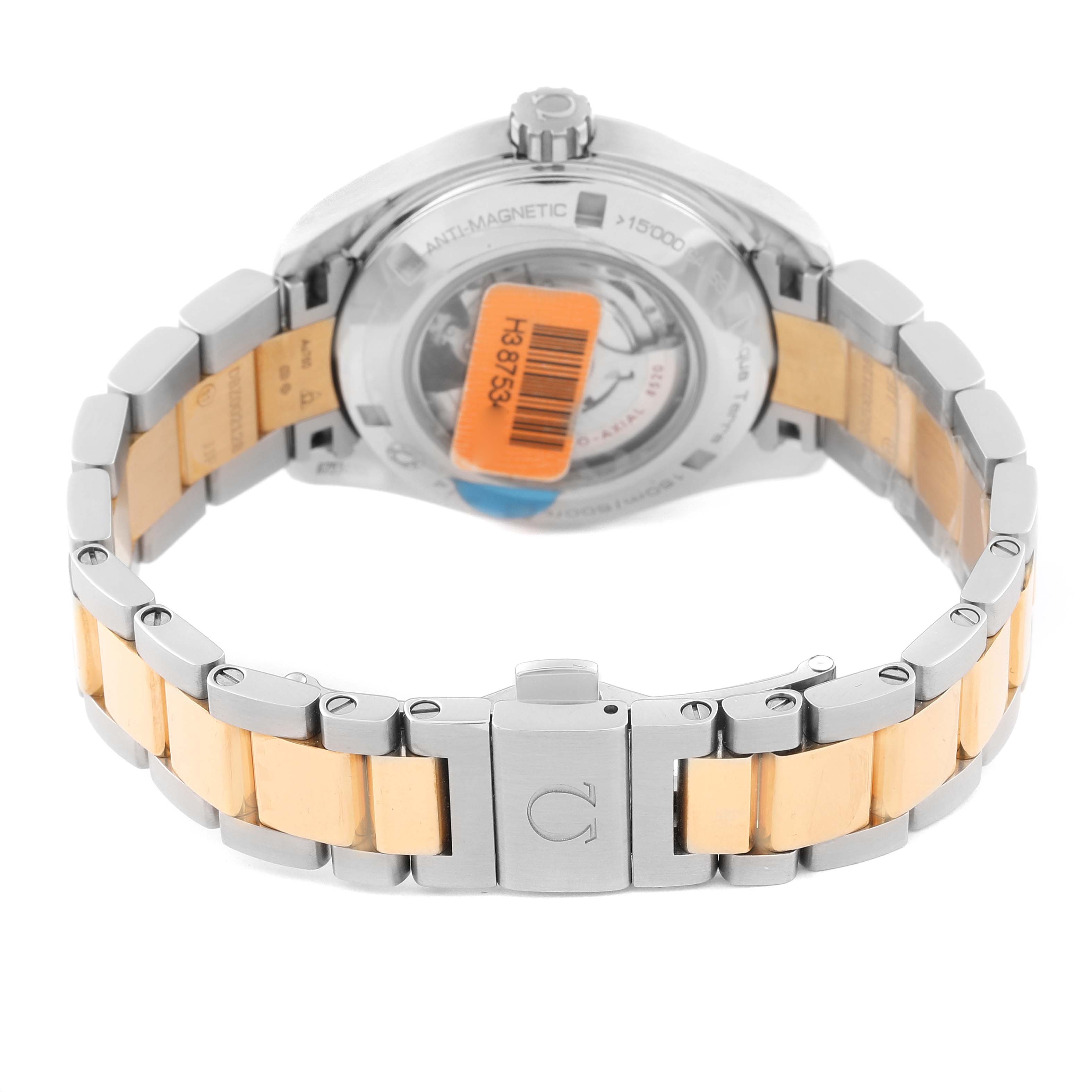 Omega Aqua Terra Steel Yellow Gold Mother of Pearl Diamond Dial Ladies Watch 34.0 MM 231.20.34.20.55.002