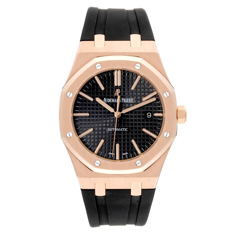 Audemars Piguet Royal Oak 41mm Rose Gold Black Dial Mens Watch 15400R