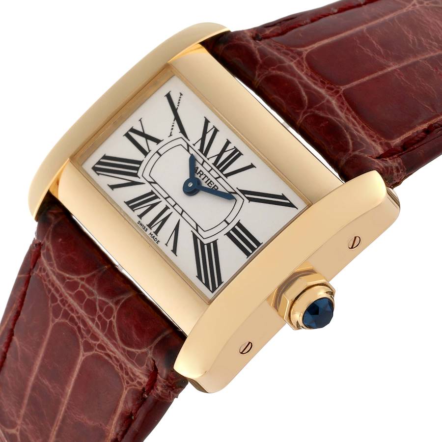 Cartier Tank Divan Mini Yellow Gold Red Strap Ladies Watch W6300356