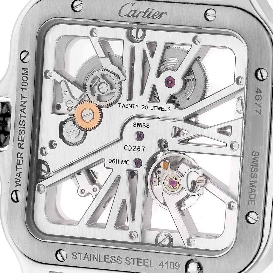 Cartier Skeleton Horloge Santos Steel Mens Watch WHSA0028