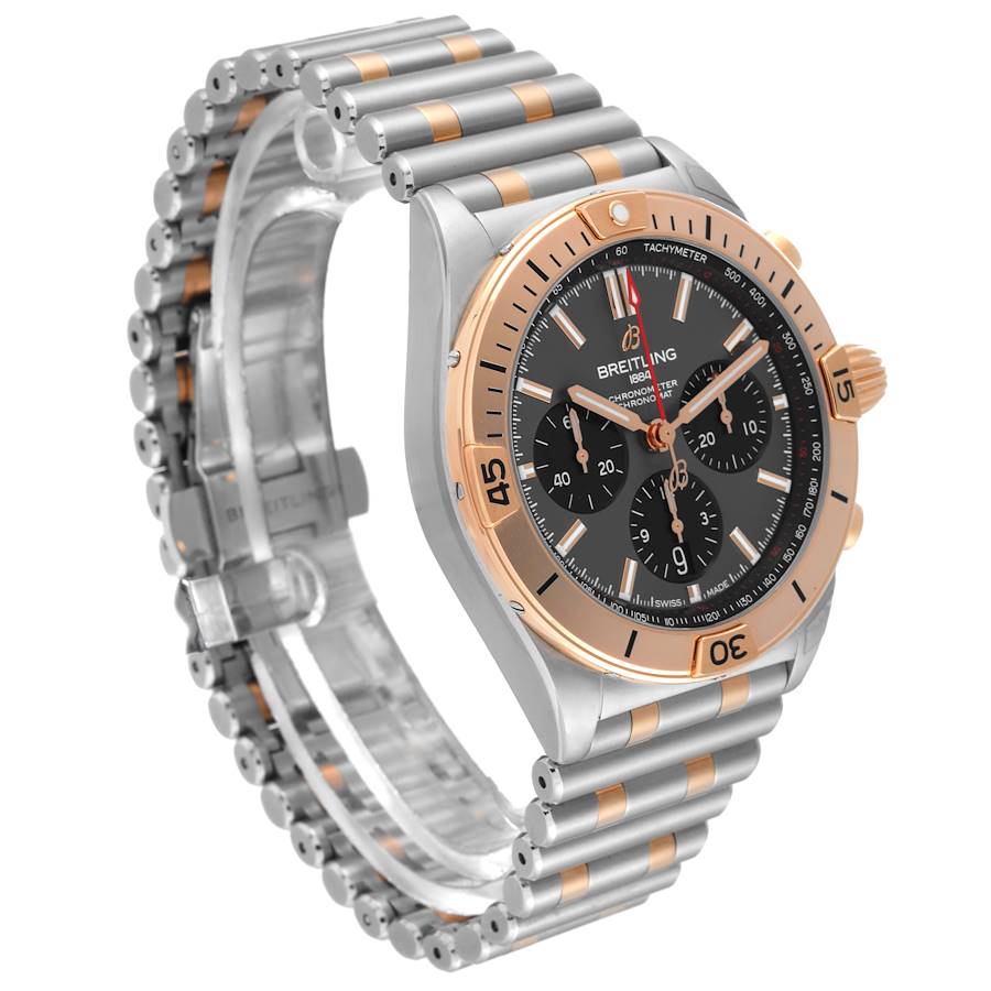 Breitling Chronomat B01 Steel Rose Gold Grey Dial Mens Watch UB0134