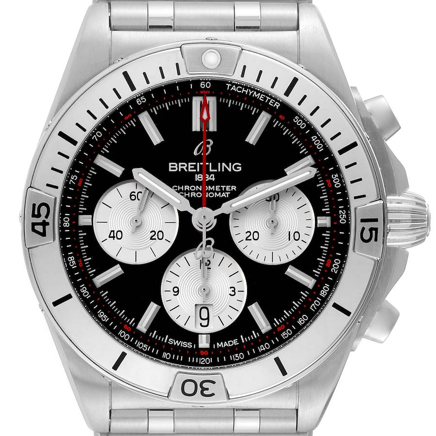 Breitling Chronomat B01 Black Dial Steel Mens Watch AB0134