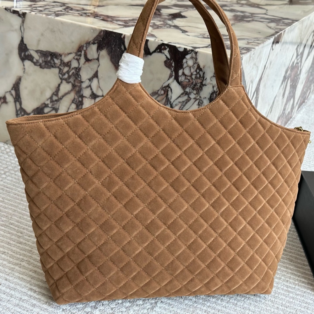 Saint Laurent Large Tote Bag In Suede Brown 36cm