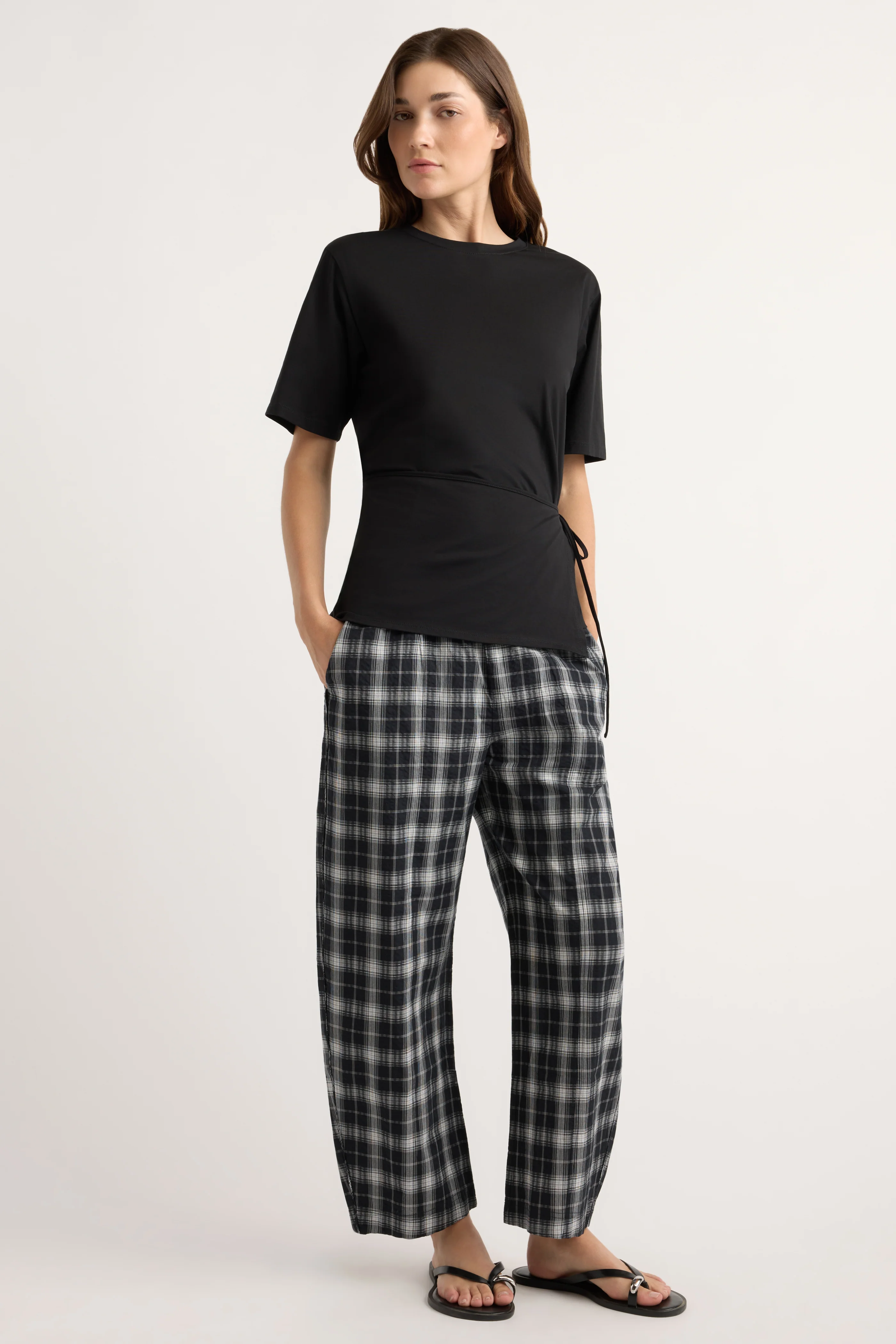 Ondine Plaid Stretch-Waist Pant