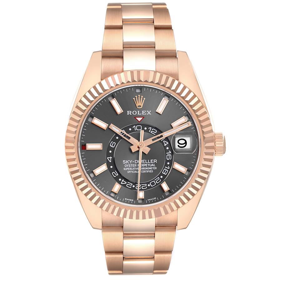 Rolex Sky-Dweller Rose Gold Slate Dial Mens Watch 326935