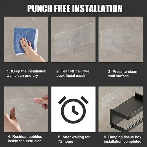 OIPETLUCK Punch-free toilet paper holder, toilet paper roll holder, wall-mounted toilet paper holder, bathroom paper holder with mobile phone holder, self-adhesive wall holder