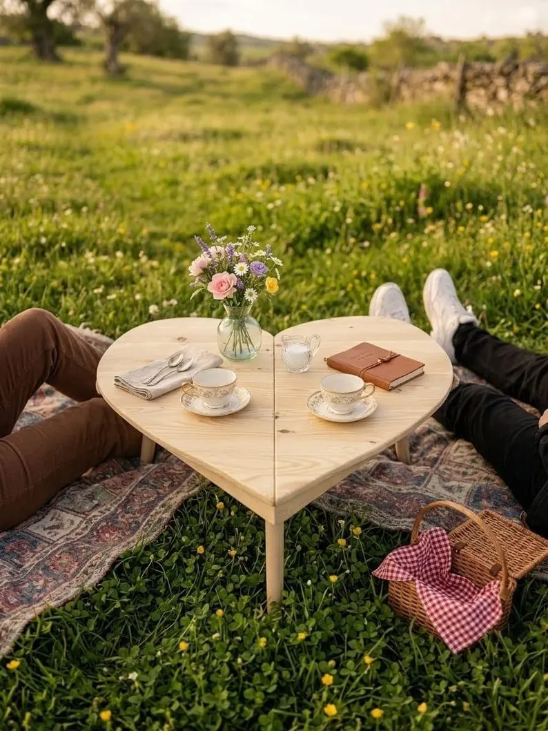 Heart-Shaped Foldable Picnic Table