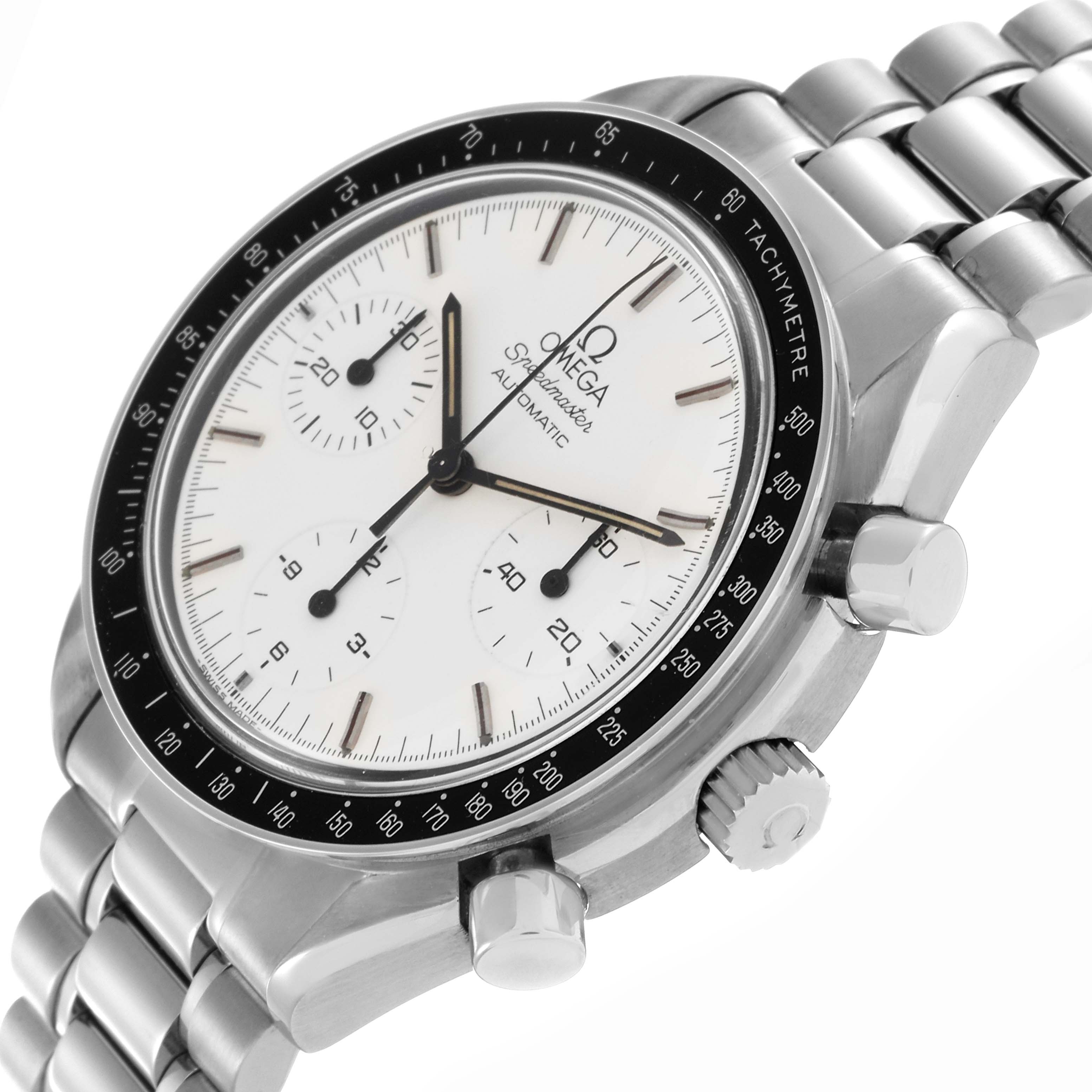 Omega Speedmaster Reduced Albino White Dial Steel Mens Watch 39.0 MM 3510.20.00