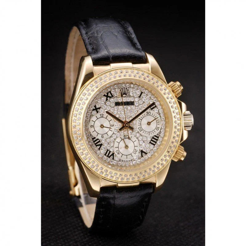 Rolex Daytona Lady Gold Case Crystal Studded Bezel Crystal Studded Dial 98238