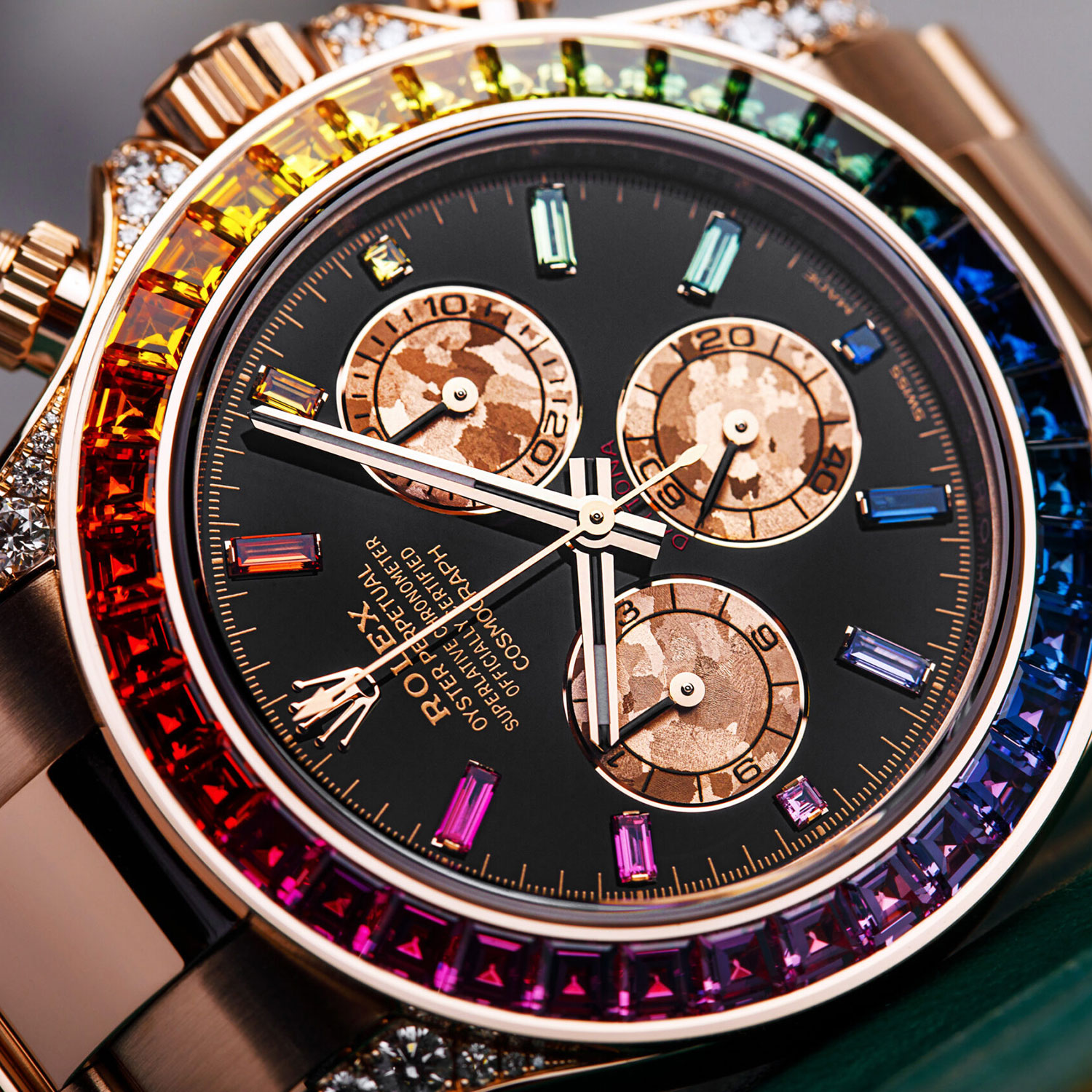 ​Rollie-The Crown Daytona Rainbow Diamond Rose Gold Stainless Steel 40mm