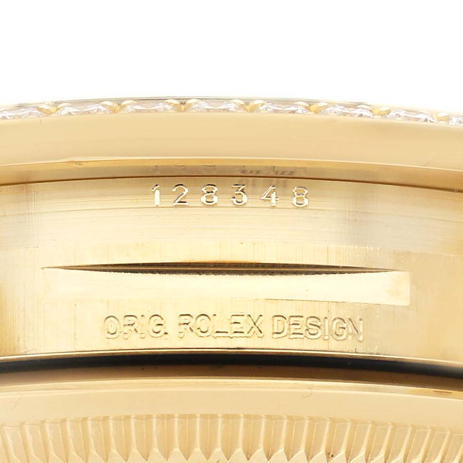 Rolex President Day Date Yellow Gold Diamond Mens Watch 128348