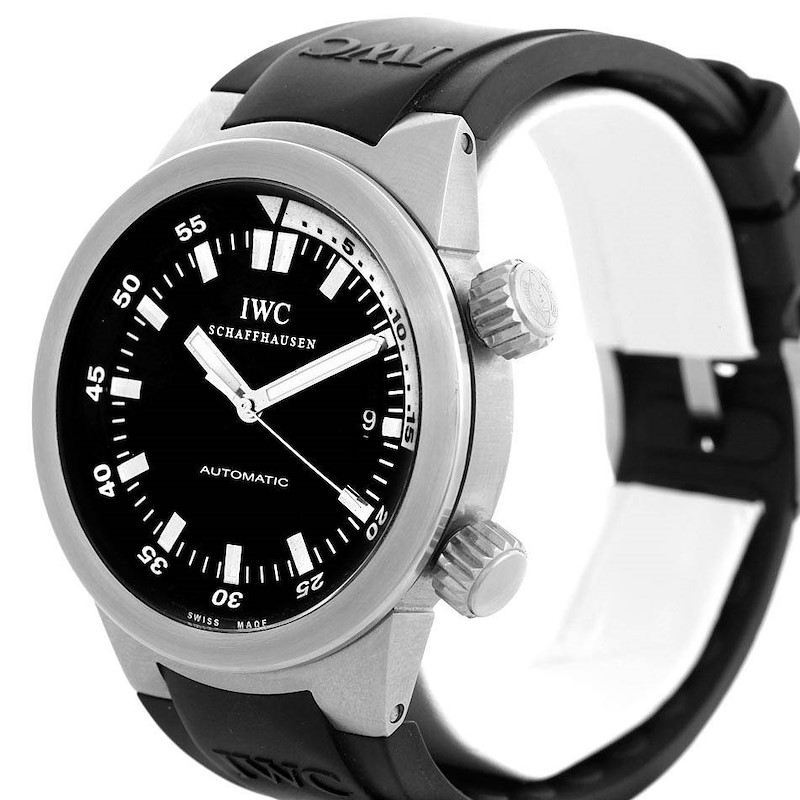 IWC Aquatimer Black Dial Rubber Strap Mens Watch IW354807