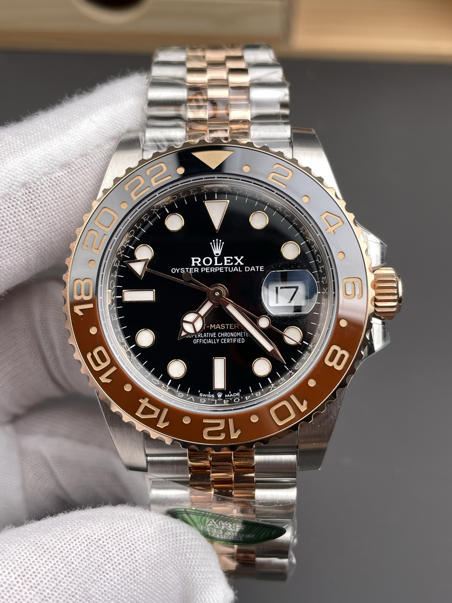 Two-Tone Rose Gold GMT Rootbeer Bezel