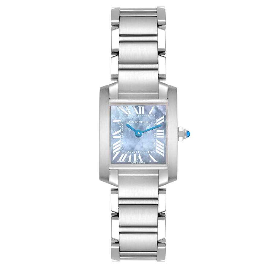 Cartier Tank Francaise Blue Mother Of Pearl Dial Steel Ladies Watch W51034Q3