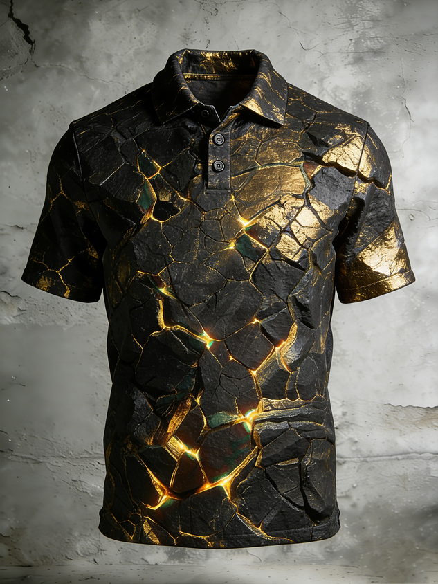 Moisture Wicking 3D Gradient Abstract Geometric Short Sleeve Golf Polo