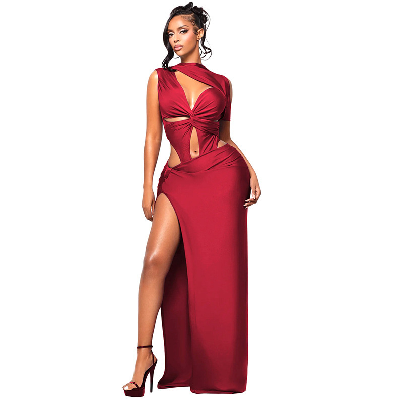 Women Hollow-Out One-Sleeve Sexy Dress