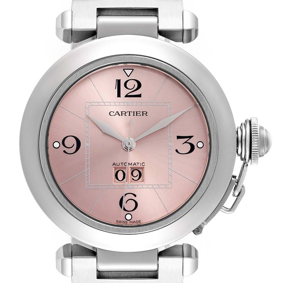 Cartier Pasha Big Date Pink Dial Steel Ladies Watch W31058M7