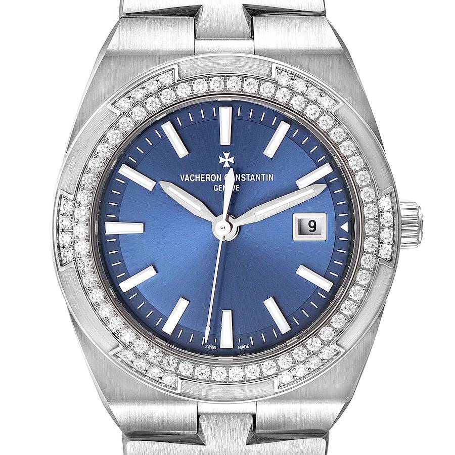 Vacheron Constantin Overseas Blue Dial Diamond Steel Ladies Watch 1205V