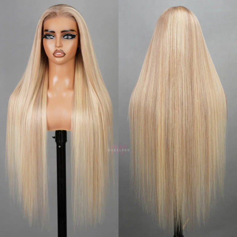 Special offer | 24inch = $149 Megalook Barbie Blonde Wig With Brown Highlights #P10/613 Straight 13x4 Lace Front Wigs
