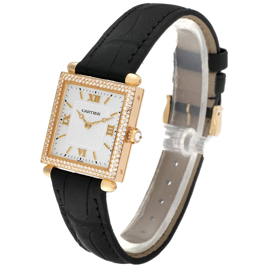 Cartier Tank Obus 18k Yellow Gold Diamond Ladies Watch WB800351