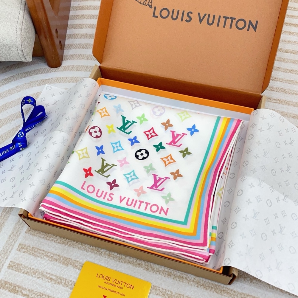 Louis Vuitton x Murakami Monogram Multicolor Scarf White 90Cm M94967