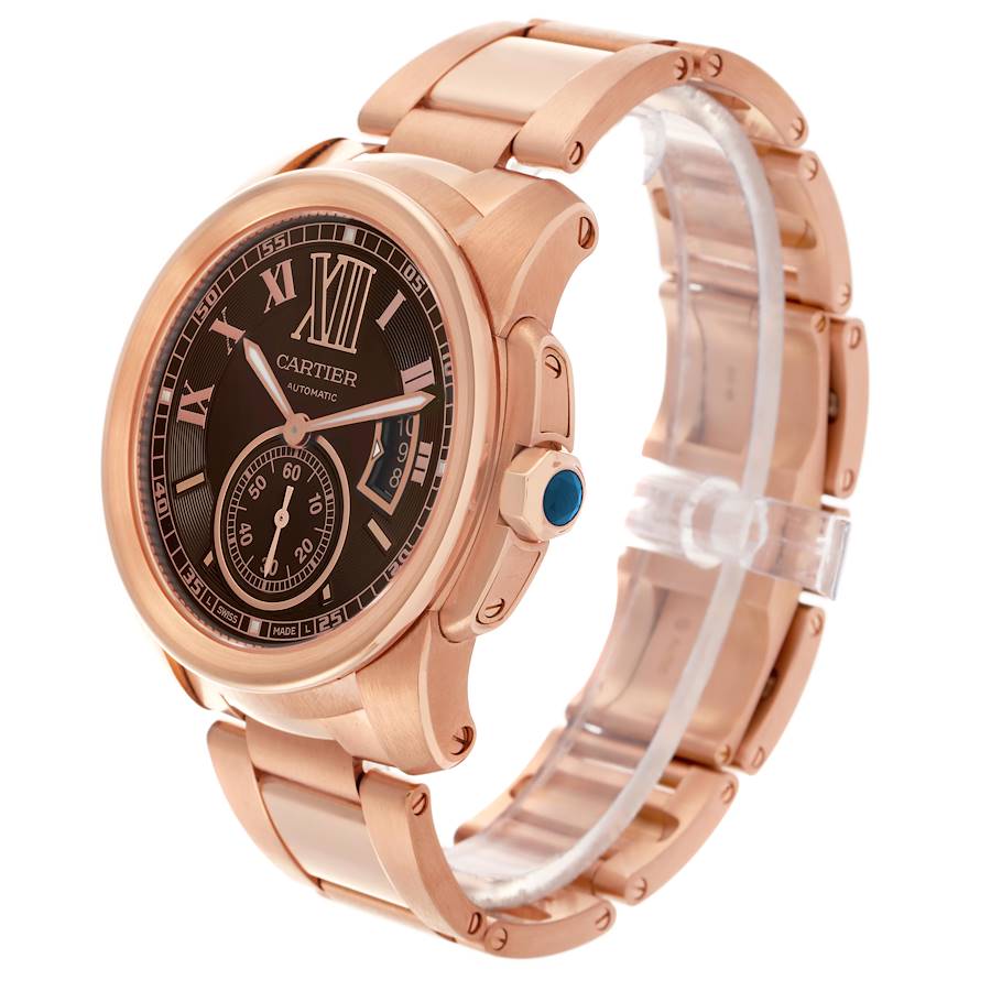 Cartier Calibre Rose Gold Brown Dial Automatic Mens Watch W7100040