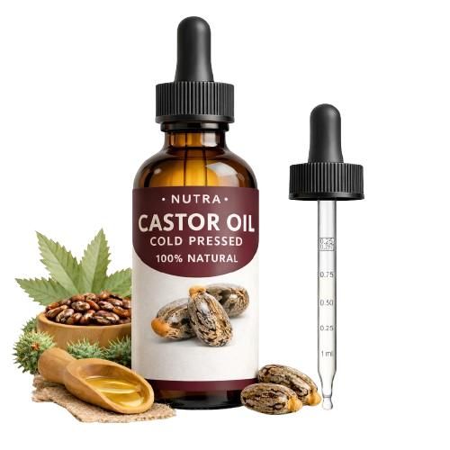 100ml Organic Castor Oil Cold Pressed 100% Pure & Natural – Hexane Free, USDA Organic – Castor Oil for Hair Growth, Eyelashes, Eyebrows, Skin & Massage – Glass Dropper Bottle